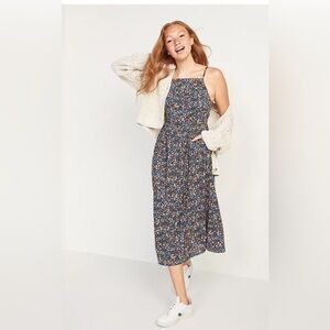 Old Navy Dress Women Sleeveless Smocked Cami Midi Floral Boho Cottagecore‎ M